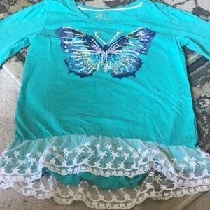 Copper Key green girls top beaded butterfly 🦋 10/12 Ready for school